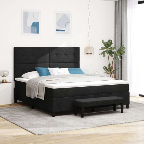Box Spring Krevet s Madracem i Klupom Crni 180x200 cm Tkanina Slike
