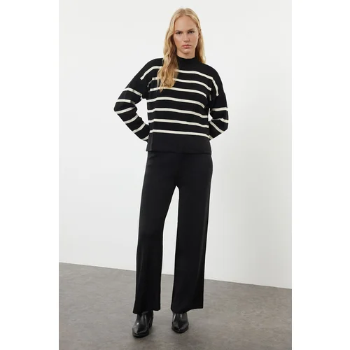 Trendyol Black Striped Knitted Trousers Bottom-Top Set