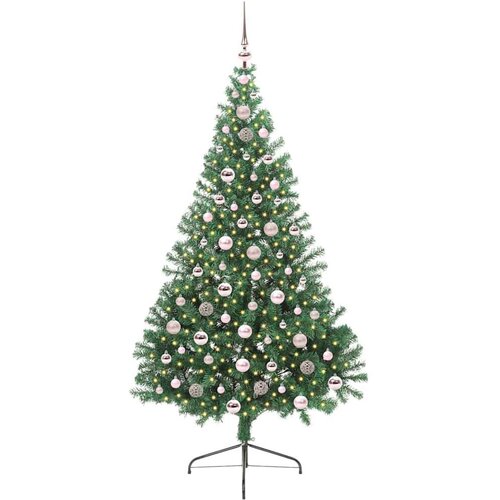 VidaXL Umjetno predsvijetljeno božićno drvce Zelena 210 cm PVC Slike