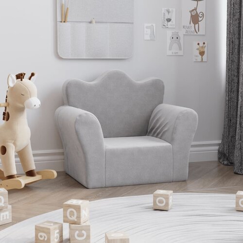  Dječja sofa svjetlosiva od mekanog pli&scaron;a Cijene