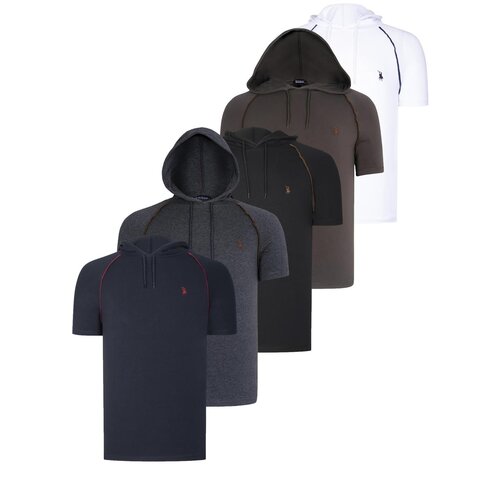 Dewberry QUINTET SET T8570 HOODIE MEN'S T-SHIRT-BLACK-WHITE-NAVY BLUE-ANTHRACITE-KHAKI Cene