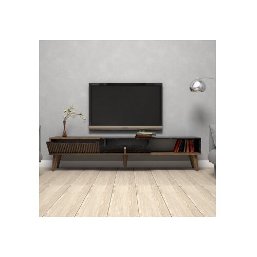 Hanah home milan walnut black polica za tv Slike