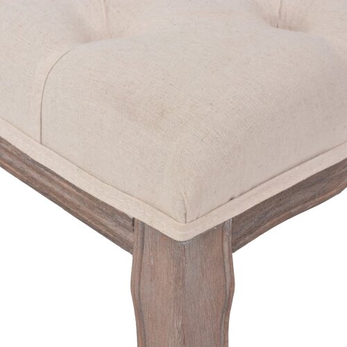  Klupa od Tkanine i Masivnog Drva 110x38x48 cm Krem Bijela Slike
