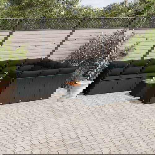 VidaXL 11-dijelni set vrtnih sofa od poliratana s jastucima crni Slike