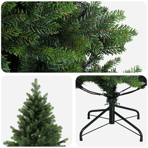  Umjetno božićno drvce s nogom 240 cm PVC i metal Zelena - Zelena 240 cm bez LED svjetala Slike