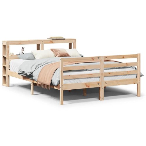 vidaXL Posteljni okvir z vzglavjem 140x190 cm trdna borovina Cene