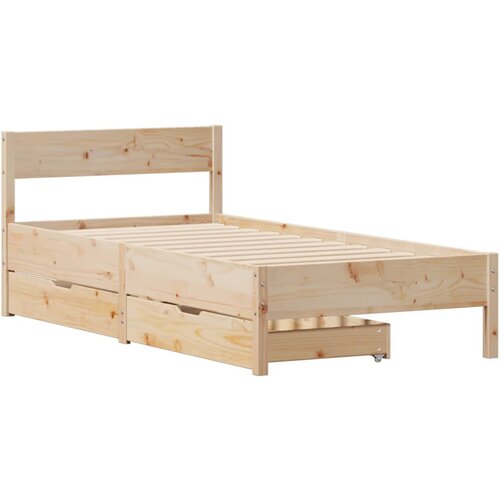 vidaXL Posteljni okvir z vzglavjem bel 75x190 cm trdna borovina, (21322192) Cene