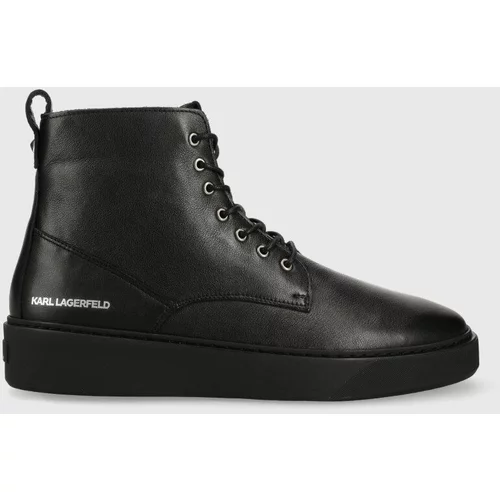 Karl Lagerfeld Usnjeni čevlji FLINT moški, črna barva, KL53350