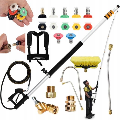 Rosfix PowerReach ProMax 6.3m &ndash; Brizgalna Cev Za Visokotlačni Čistilnik, Aluminij, Doseg 6,3 m | 4000 PSI, 7 &Scaron;ob, M22/QC, (5000356615) Cene