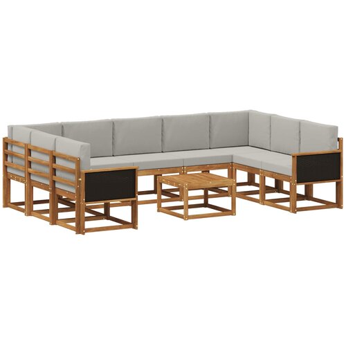 vidaXL Zunanja garnitura za sedenje 10 pcs Naravna in svetlo siva, (5000280504) Cene