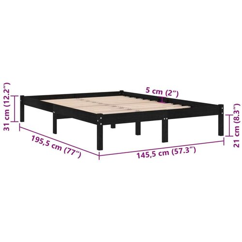 VidaXL okvir za krevet od masivne borovine crni 140 x 190 cm Slike