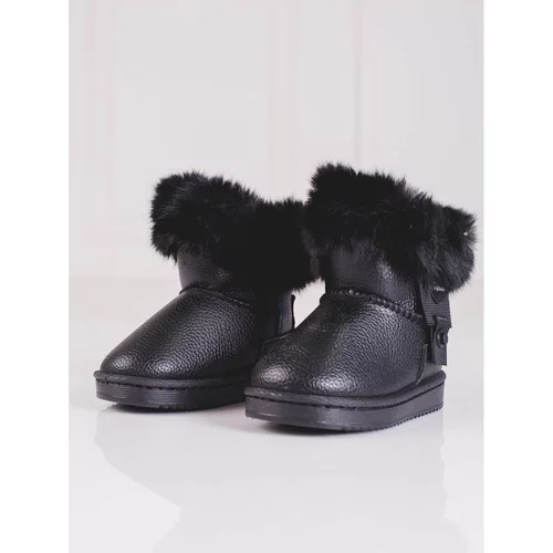 SHELOVET Black girls' snow boots with fur