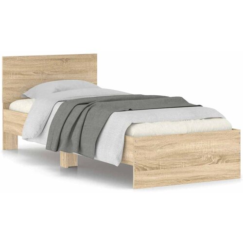 Maison Chic Posteljni okvir - Enojna postelja - Postelja za odrasle z vzglavjem sonoma hrast 75x190 cm inž. les-J16408, (21774886) Cene