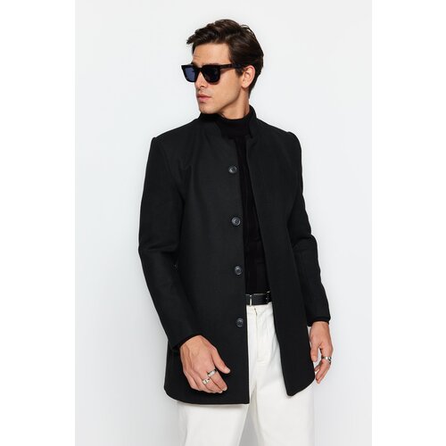 Trendyol Black Men&amp;#039;s Slim Fit Slim Fit Stand Up Collar Stamped Coat. Slike