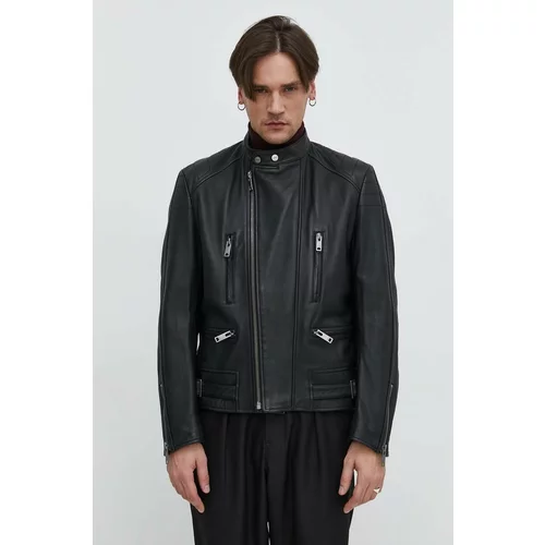 Hugo Kožna jakna za muškarce, boja: crna, za prijelazno razdoblje