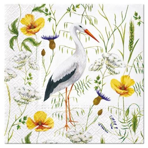  Serviete za decoupage Stork in Grassland - 1 kom Slike