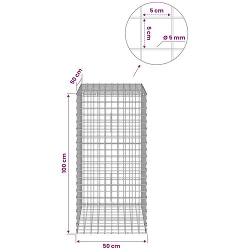  Gabion s žicom debljine 5 mm i mrežom 5x5 cm 50x50x100 cm - 50 cm 100 cm 50 cm Slike