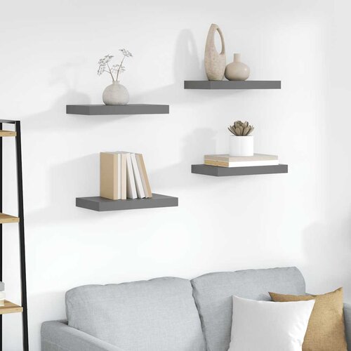  Plutajuće zidne police 4 kom sjajne sive 40 x 23 x 3,8 cm MDF Cijene