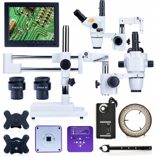 Rosfix komplet mikroskopov moon pro stereoskop, kamera puppis pink pro 51MP, 8-PALČNI zaslon, ročaj, 56X led osvetljevalka, (22083451) Cene