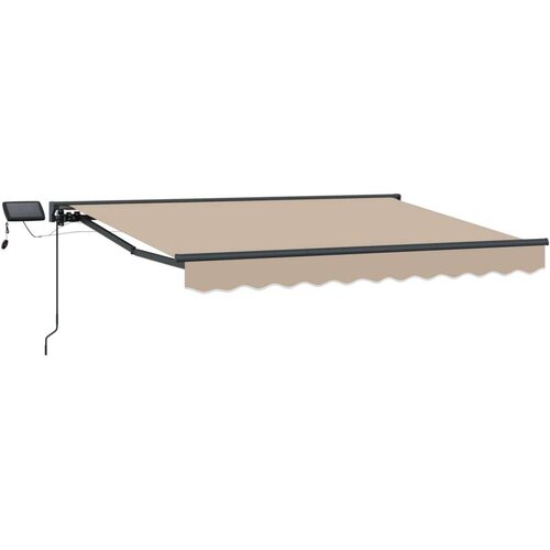  Ročno senčilo s LED-ji Bež 3,5 x 2 m Poliester s PU premazom, (5000205962) Slike