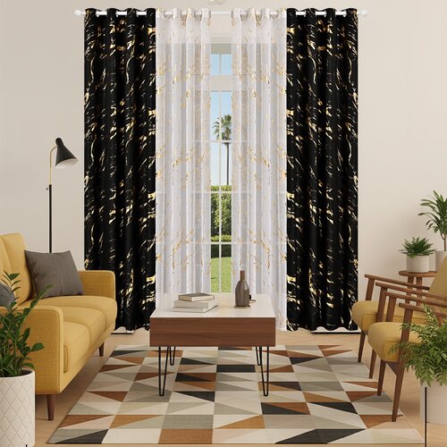 INF 100x130cm Komplet zatemnitvenih zaves s srebrnim tiskom, poliestrske marmorne zavese Black, (5000235598) Slike