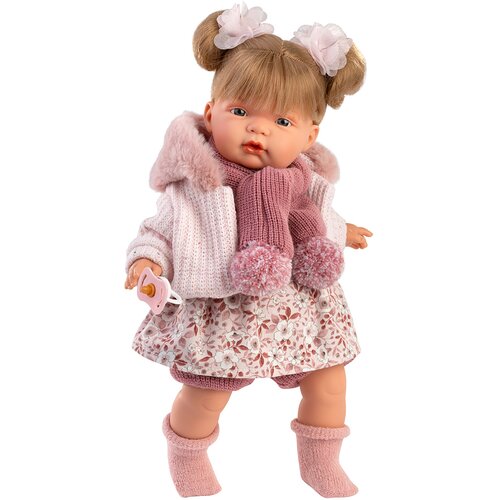 Llorens Llorens: Joelle, 38 cm jočeča punčka s šalom z resicami Cene