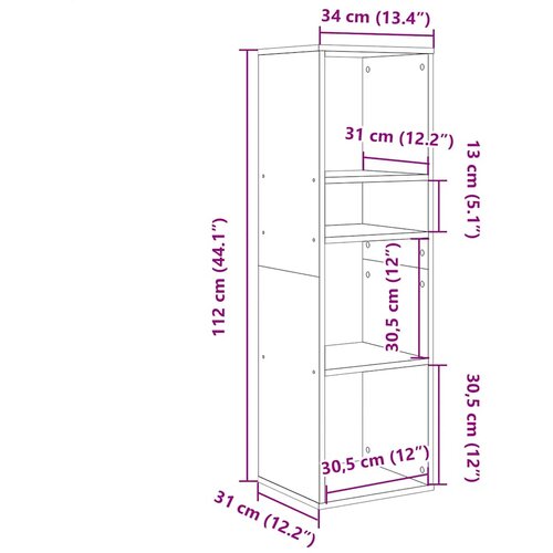  za knjige boja drva 34x31x112 cm konstruirano drvo Slike