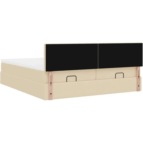 VidaXL otomanski okvir kreveta s madracima krem 180x200cm od tkanine Slike