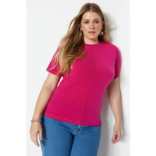 Trendyol Curve Fuchsia Rib Detailed Knitted Blouse
