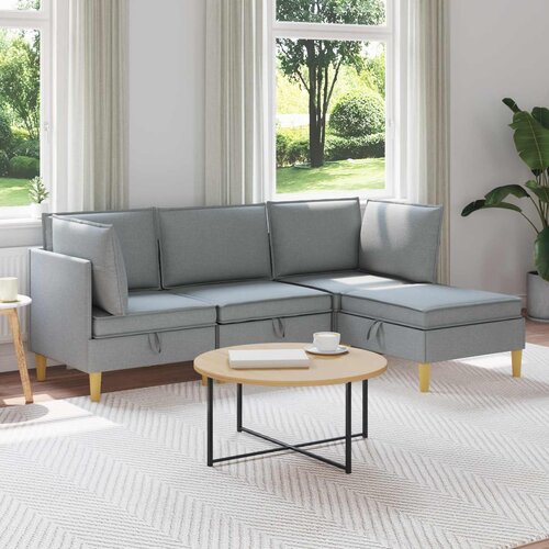  Set namje&scaron;taja za dnevni boravak 4 pcs Svjetlosiva Tkanina Cijene