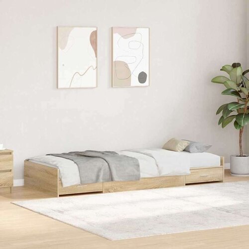 vidaXL s uzglavljem s ladicama sonoma hrast 100 x 200 cm konstruirano drvo Cene