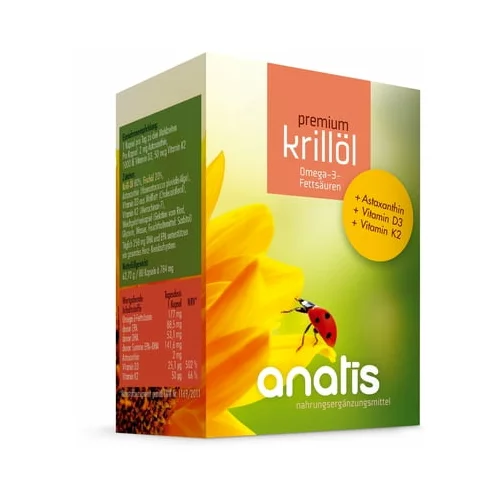 anatis Naturprodukte krilno olje + astaksantin + vitamin D