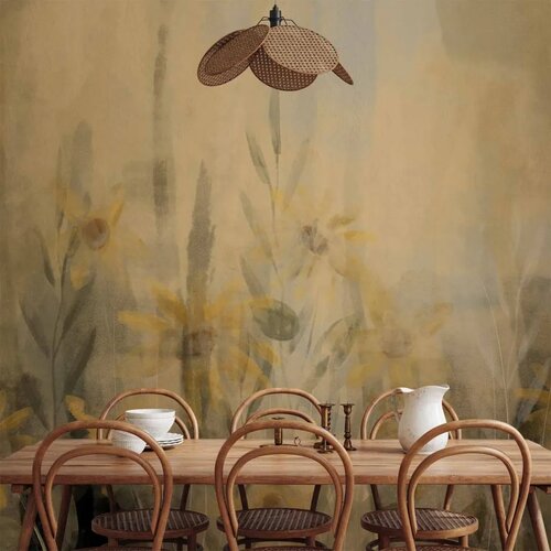  Foto tapeta - A touch of summer - floral motif with a meadow full of yellow flowers and grasses 150x105 Cijene