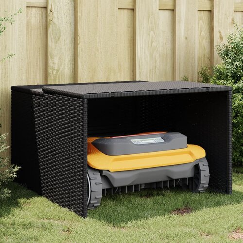 VidaXL Garaža za robotsku kosilicu crna 86x90x52/57 cm od poliratana Slike