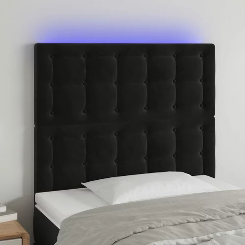 vidaXL LED posteljno vzglavje črno 80x5x118/128 cm žamet