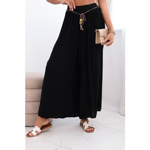 Kesi Włoski Women's wide-leg viscose trousers black Cijene