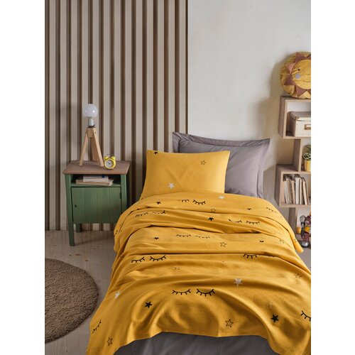  Dide - yellow yellowblack single pique & pillowcase set Cene