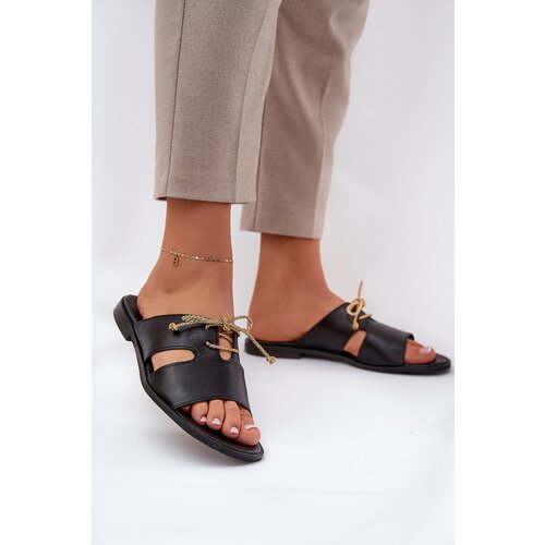 Zazoo Ladies leather sandals on flat heel 3022 black Slike