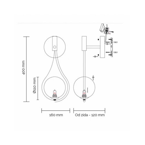 Vesta 576 ZIDNA LAMPA 1*G9 MESING Cene