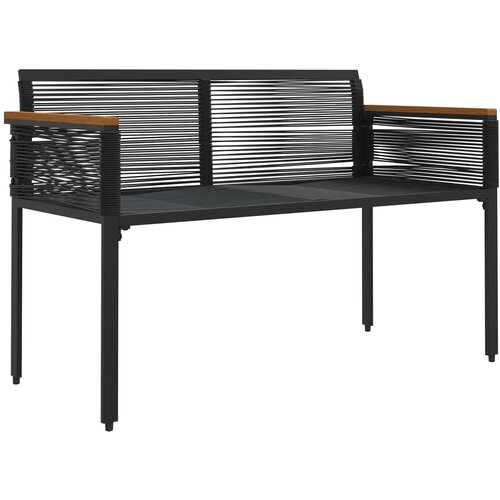 Vanjska klupa s jastukom Crna 117 x 54 x 74.5 cm poliratan Slike