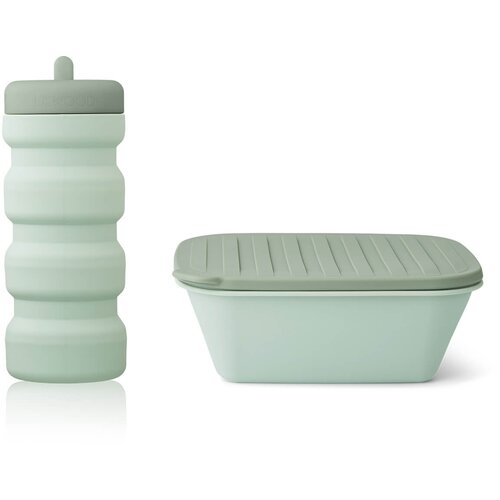 Liewood silikonski jedilni set za na pot jose dusty mint/faune green mix Cene