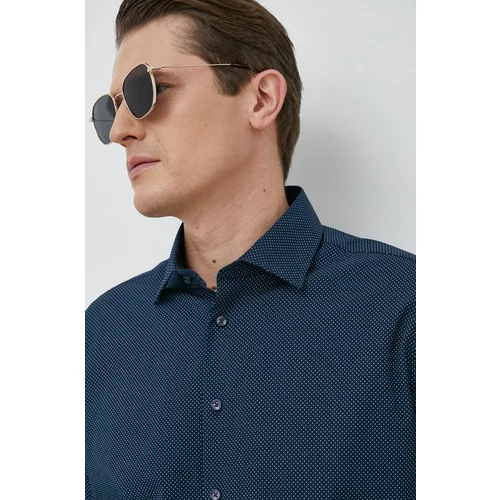 Seidensticker Pamučna košulja za muškarce, boja: tamno plava, slim, s klasičnim ovratnikom
