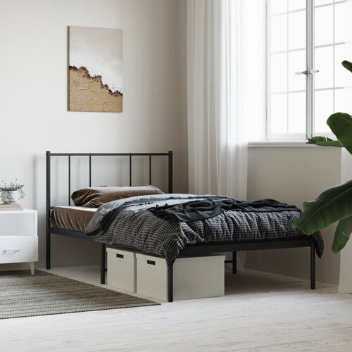 vidaXL Kovinski posteljni okvir z vzglavjem črn 80x200 cm Cene