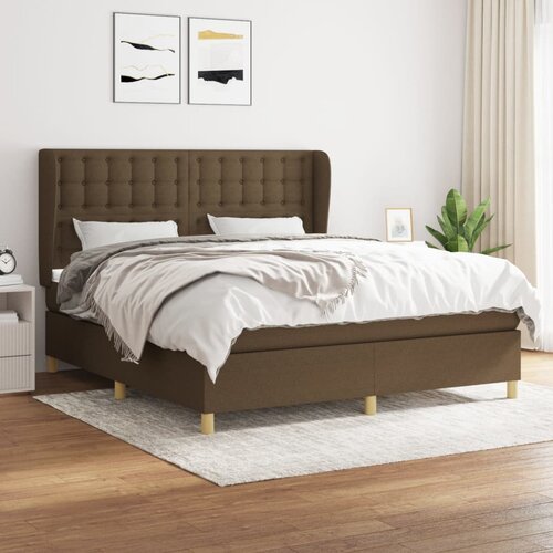  The Living Store Box spring postelja z vzmetnico temno rjava 160x200 cm blago - Box Spring Postelja, (21444432) Slike