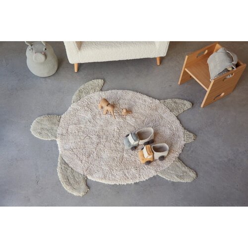 Lorena Canals Bež pralna ročno tkana bombažna otro&amp;scaron;ka preproga 110x130 cm Sea Turtle &amp;ndash; Slike
