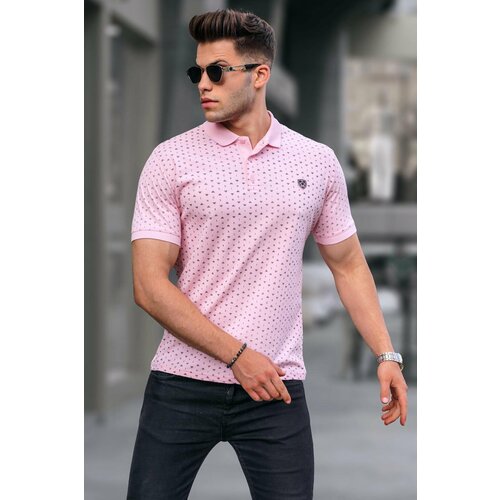 Madmext Pink Patterned Polo Neck T-Shirt 5889 Slike