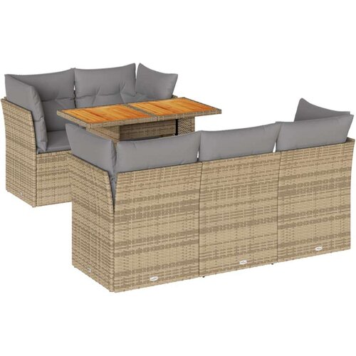VidaXL 6-dijelni set vrtnih sofa s jastucima bež od poliratana Slike