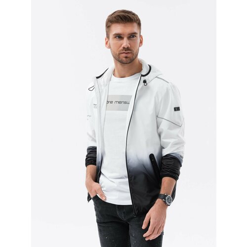 Ombre Men's sports jacket with effect - white and black Cene