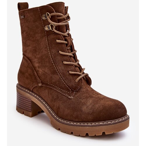 Boto Women's Low Heel Lace-up Brown Adinail Boots Cene