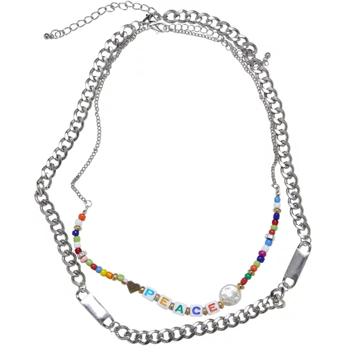 Urban Classics Accessoires Peace Bead Layering Necklace 2-Pack silver
